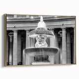 Framed canvas of a vintage-style landscape painting featuring the Vatican, with a muted gold and black color palette.
