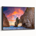 Black and white framed canvas depicting Baja California landscape, ideal for bedroom wall decor.
