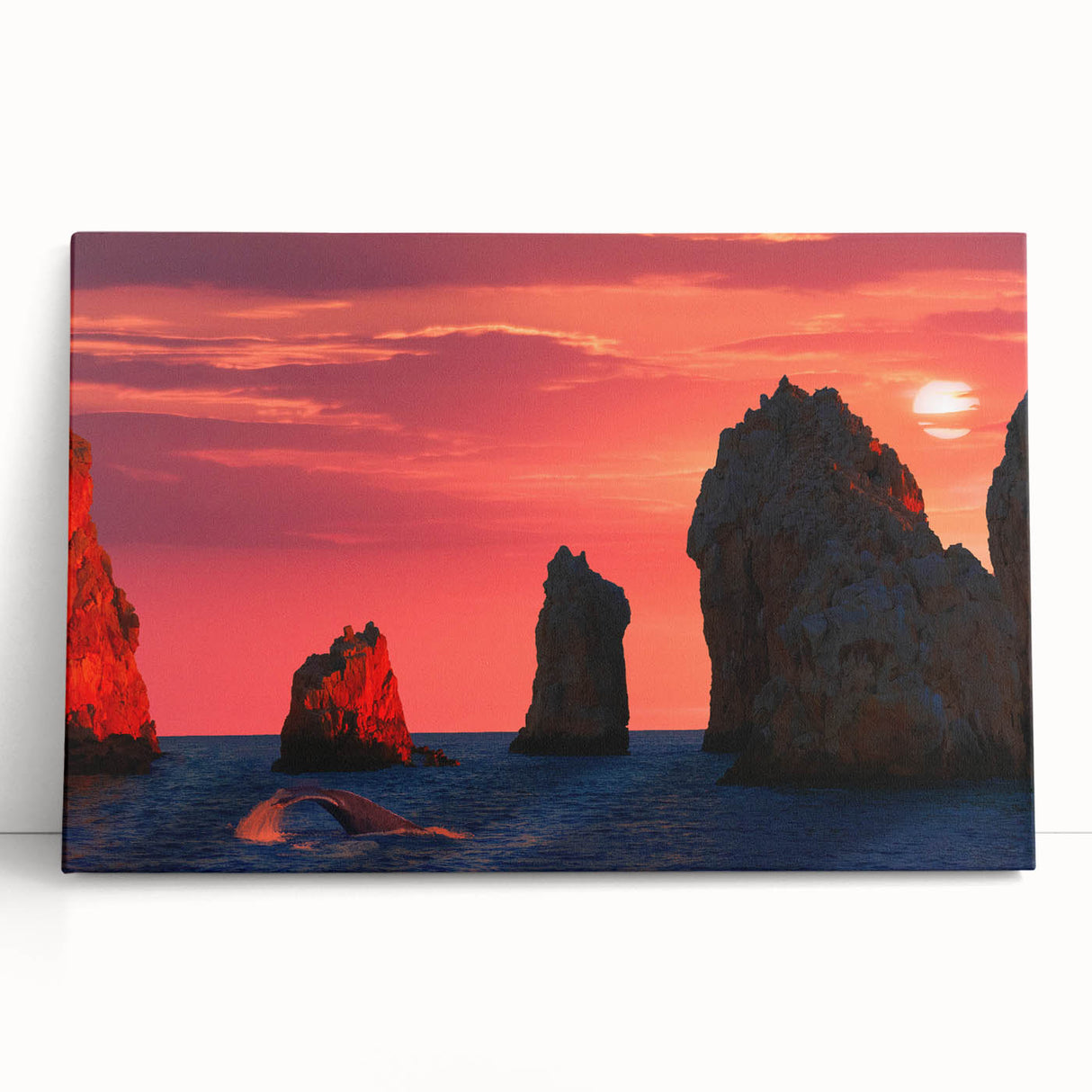 Black and white stretched canvas of Cabo San Lucas scenery, ideal for kitchen wall art or bedroom decor.