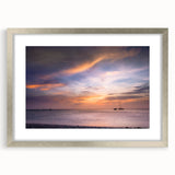 Textured abstract art print of Cancun scenery in silver frame, ideal for bedroom art.