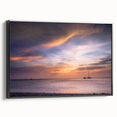 Black and white framed canvas of Cancun landscape, ideal for bedroom wall decor in a vintage poster art style.
