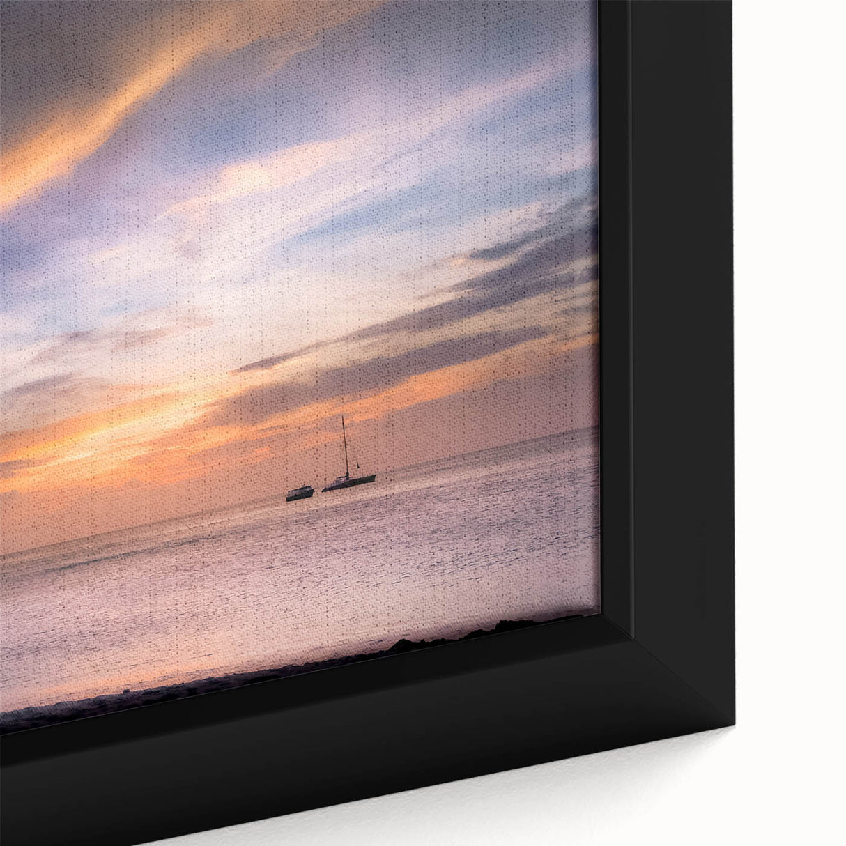 Extra large framed canvas of a textured, colorful Cancun scenery in black, ideal for living room decor.