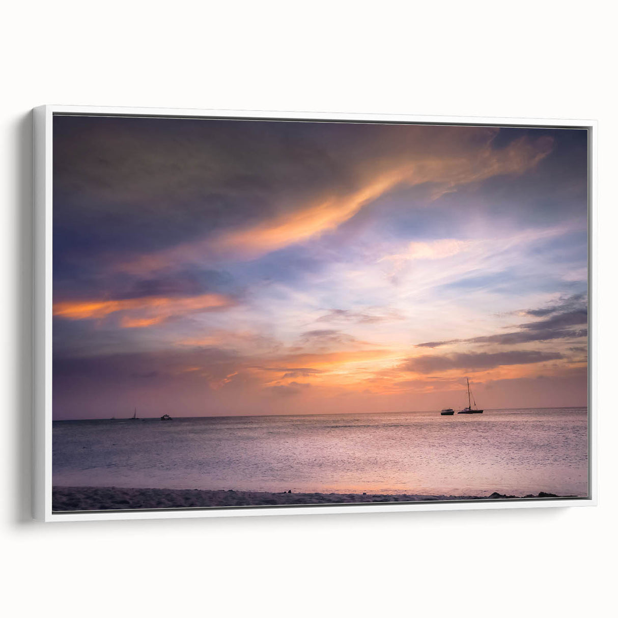 Vintage poster art of Cancun scenery on framed canvas, featuring vibrant colors, ideal for living room decor.