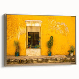 Framed canvas depicting Mexico City landscape in black and gold tones, ideal for bedroom wall decor.