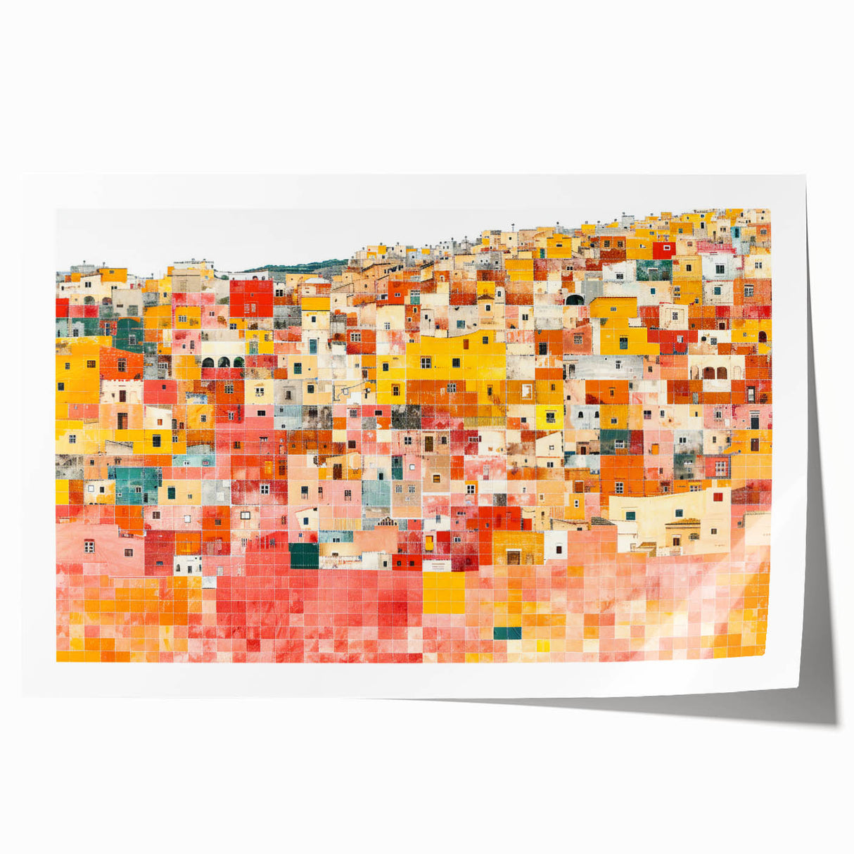 Extra large rolled print of Guanajuato, Mexico scenery with vibrant floral elements, ideal for art wall dining room.