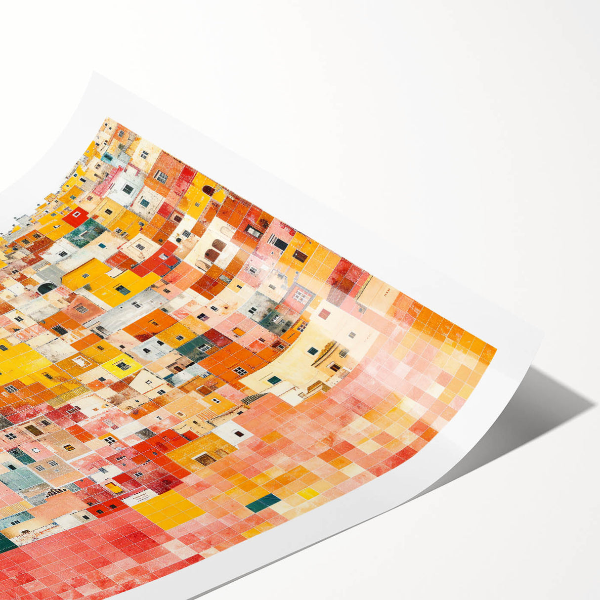 Extra large rolled print of Guanajuato, Mexico, featuring line art flowers in muted tones.