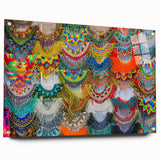 Acrylic print of a large abstract depiction of Oaxaca scenery in earthy tones, suitable for bedroom or dining room decor.