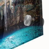 Extra large acrylic print of a vibrant Mexican Yucatan landscape, featuring textured black and colorful art.