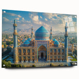 Acrylic print of a Middle Eastern landscape in muted earth tones, ideal for dining room decor.