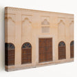Large canvas print of Dubai skyline in muted earth tones, suitable for kitchen wall art.