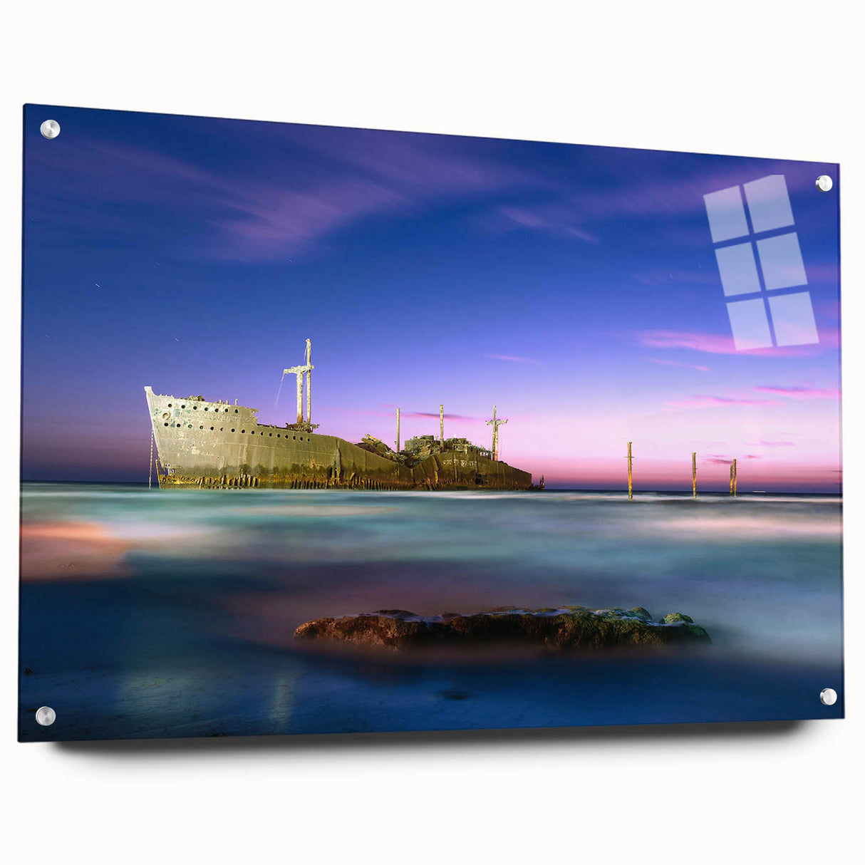 Acrylic glass print of a Middle Eastern landscape in muted earth tones, ideal for bedroom or dining room decor.