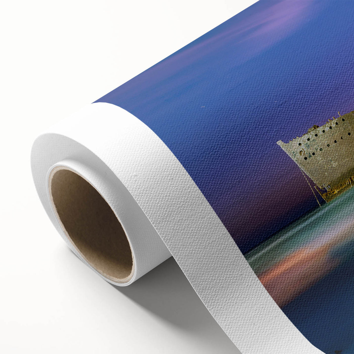 Art Deco-style poster of a Middle Eastern landscape in muted earth tones on rolled canvas, ideal for nursery wall art.