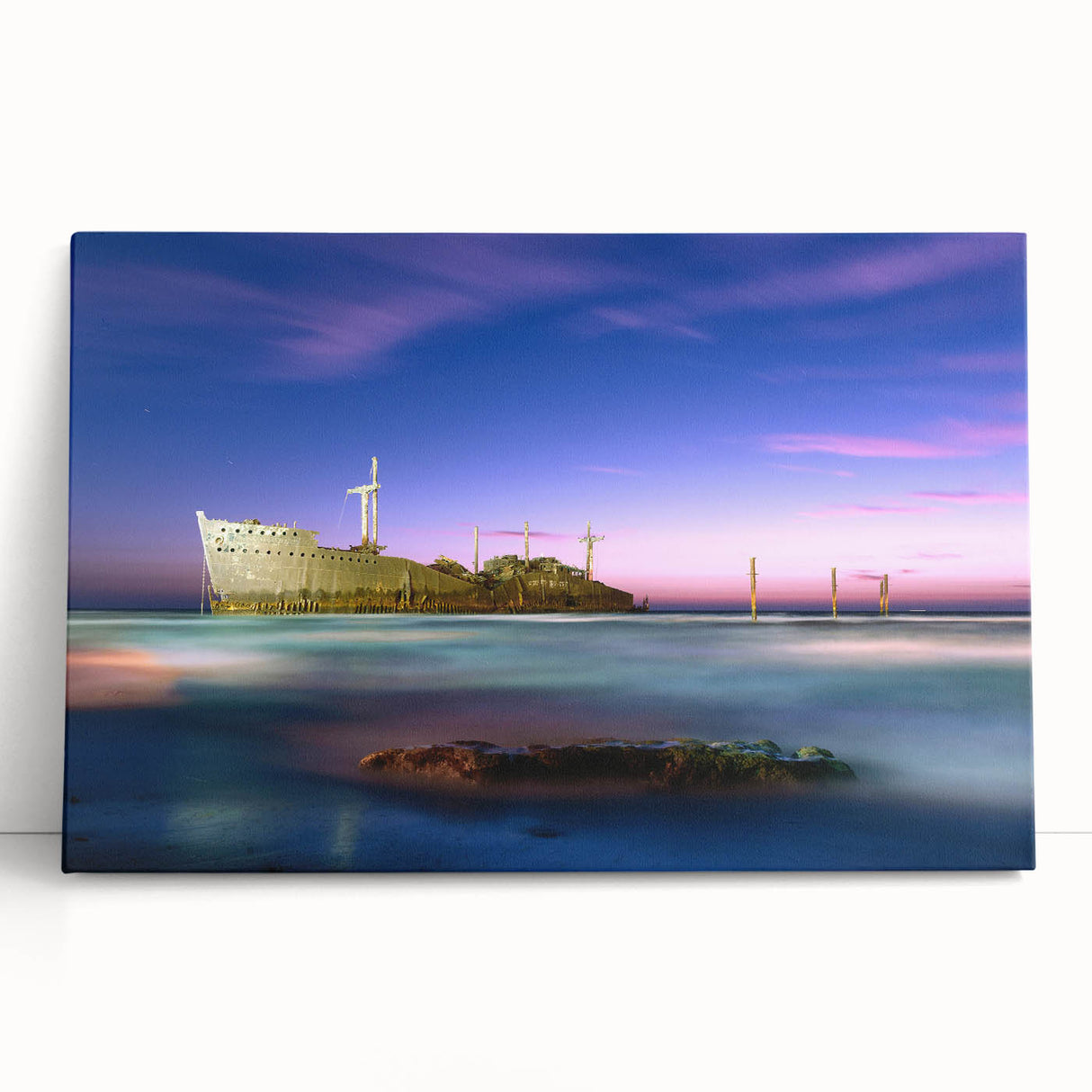 Black and white stretched canvas featuring a minimalist Middle Eastern scenery.