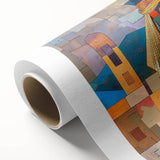 Art deco poster of a Middle Eastern landscape in muted earth tones on rolled canvas, ideal for nursery wall art.