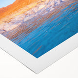 Art deco poster of a Middle Eastern Jordanian landscape on rolled canvas, in muted earth tones.