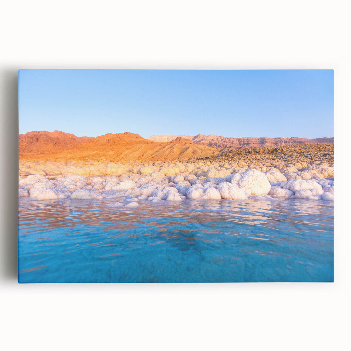 Black and white photo of Jordanian landscape on large stretched canvas, ideal for kitchen wall art.