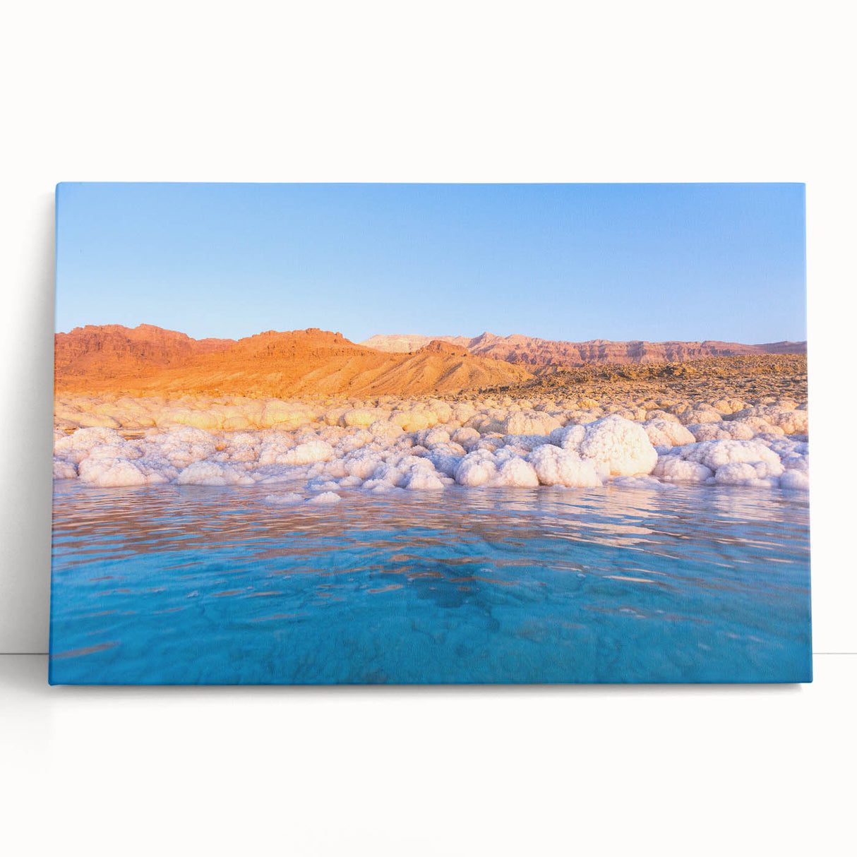Black and white photo of Jordanian landscape on stretched canvas, suitable as kitchen wall art or bedroom decor.