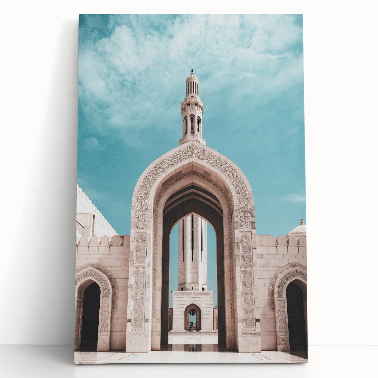 Black and white photograph of a Middle Eastern landscape on stretched canvas, suited for kitchen or bedroom wall art.