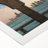 Art deco poster of Qatar scenery in muted beige and brown tones on rolled canvas, suitable for dining room decor.