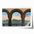Rolled canvas print depicting Qatar scenery with earthy tones, ideal for art wall dining room decor.