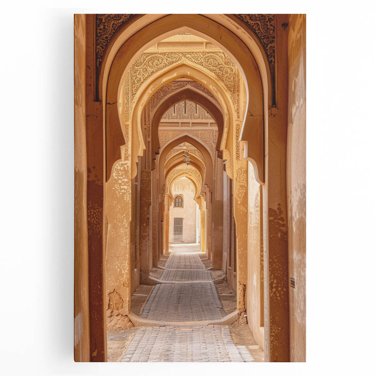 Black and white large art print of Saudi Arabian scenery on stretched canvas, ideal for kitchen wall art.