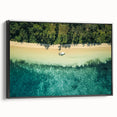 Black and white framed canvas of a vintage Fiji landscape, ideal for bedroom wall art.