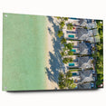 Acrylic print of a Tahitian landscape with vibrant blue and green tones, ideal for dining room or bedroom decor.