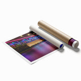 Extra large rolled print of Auckland's coastal scenery in soft blue and green tones, ideal for classy bathroom wall art.