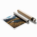 Extra large floral art on rolled canvas depicting Canterbury, New Zealand, in muted green and blue tones.