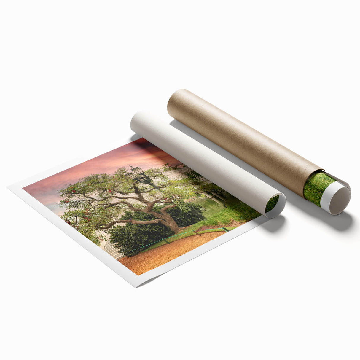 Extra large rolled print of a floral art scene in soft pastel shades, ideal for classy bathroom wall art.