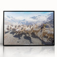 Large abstract wall art depicting a Bolivian landscape in muted earth tones on a framed acrylic.