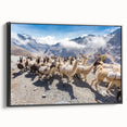 Black and white wall art of a Bolivian landscape on framed canvas, suitable for bedroom decor.