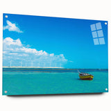 Large abstract acrylic print depicting vibrant hues of the Brazilian landscape, ideal for bedroom or dining room decor.
