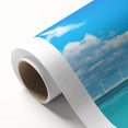 Art deco poster of a Brazilian landscape in pastel shades on rolled canvas, ideal for nursery wall art.