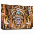 Acrylic print of a large abstract representation of Santiago, Chile in vibrant blues and greens.