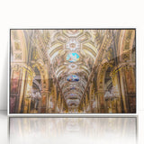 Framed acrylic print of Santiago, Chile skyline in muted earth tones, perfect for modern art wall decor.