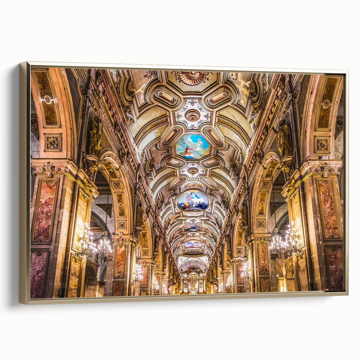 Framed canvas of Santiago, Chile landscape in muted earth tones, ideal for bedroom wall art.