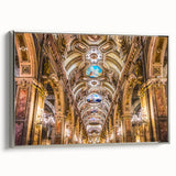Framed canvas featuring a vintage-style landscape art painting of Santiago, Chile.