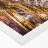 Art deco poster of Santiago skyline in muted earth tones on rolled canvas, suitable for dining room wall art.
