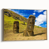 Framed canvas featuring a vintage-style landscape painting of Chilean scenery, with muted earth tones.