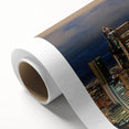 Art deco poster of a Colombian landscape in soft pastels on rolled canvas, ideal for nursery wall art.