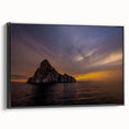 Black and white landscape art painting of the Galápagos on framed canvas, ideal for bedroom wall decor.