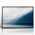 Large abstract wall art featuring an Alaskan landscape in muted earth tones on a framed acrylic print.