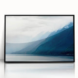 Large abstract wall art featuring an Alaskan landscape in muted earth tones on a framed acrylic print.