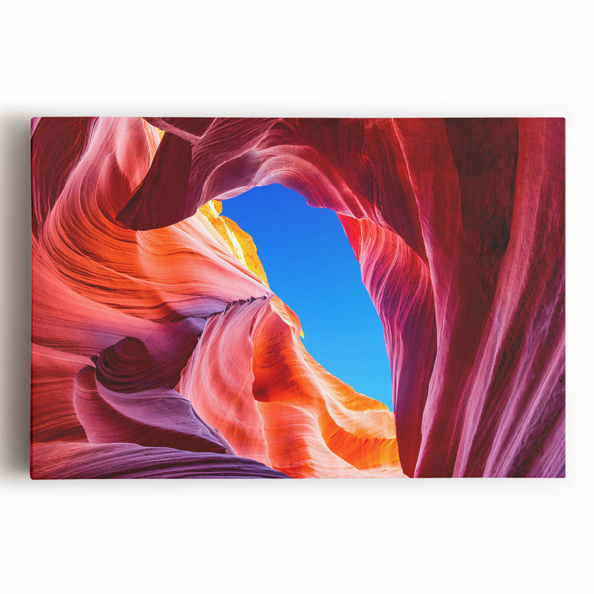 Black and white photograph of Antelope Canyon in Arizona on large stretched canvas, suitable for kitchen wall art.