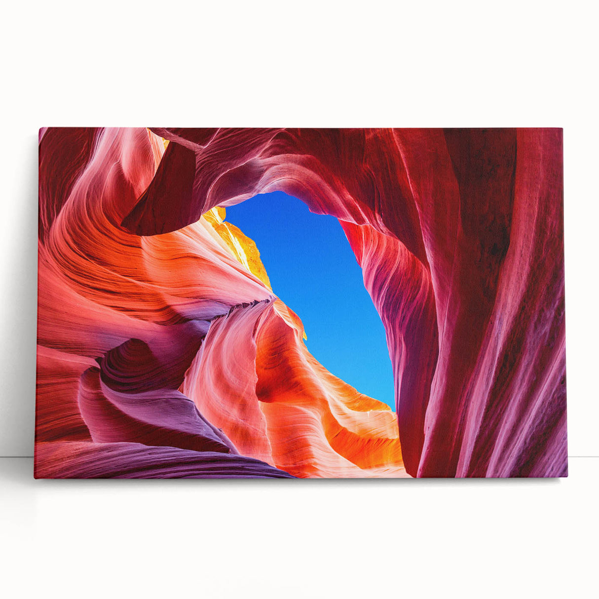 Black and white photograph of Antelope Canyon on stretched canvas, ideal for kitchen wall art or bedroom ambiance.