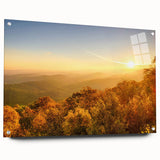 Large abstract wall art of Arkansas scenery on acrylic glass, with muted earth tones, ideal for dining room decor.