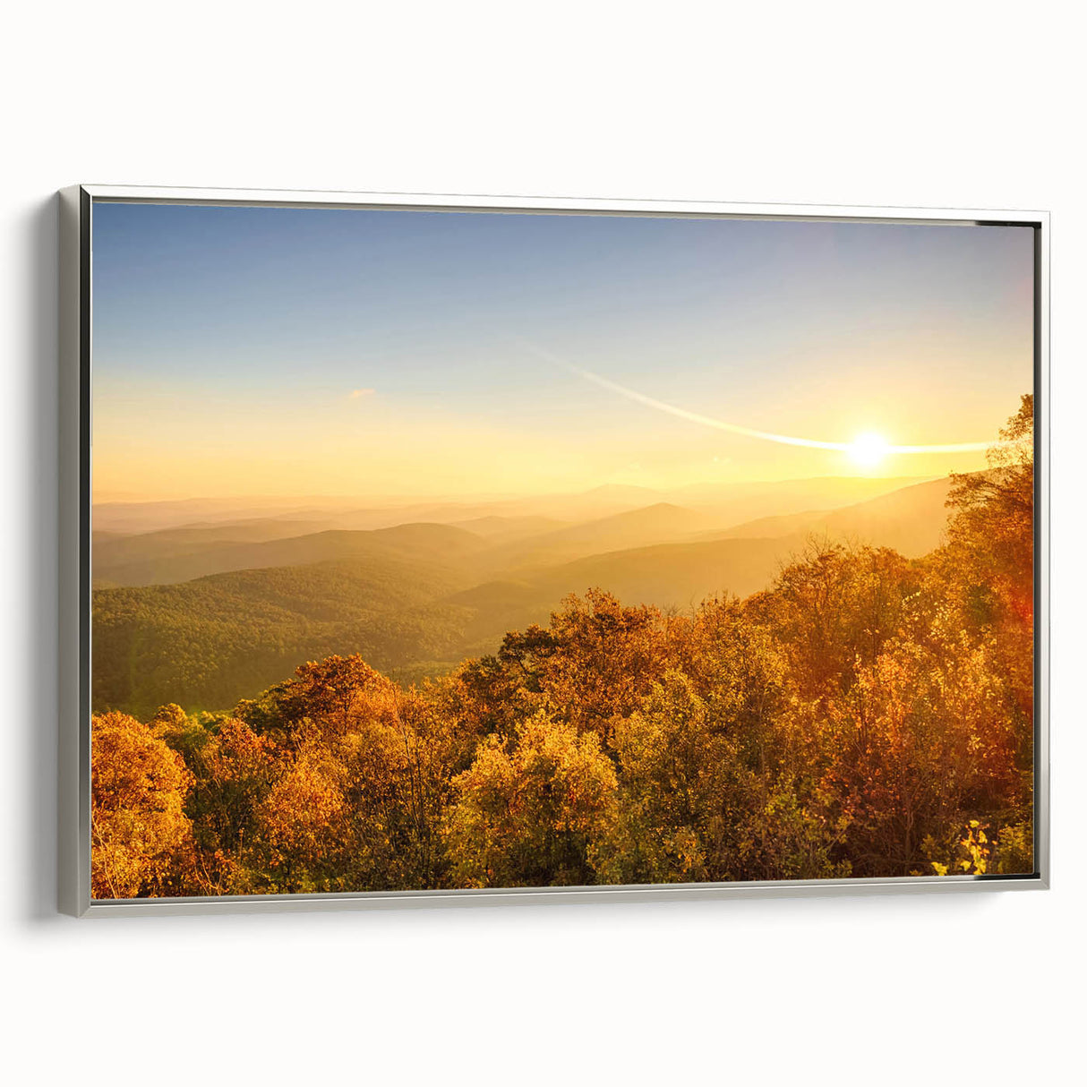 Landscape art painting of Arkansas scenery on framed canvas.