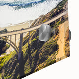 Large abstract wall art of Big Sur in muted earth tones on acrylic glass, ideal for dining room ambiance.