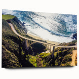 Acrylic print of a large abstract depiction of Big Sur in muted blue and green tones.